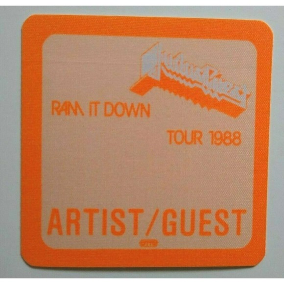 Judas Priest Backstage Pass Original 1988 Concert Tour Heavy Metal Rock Orange - Picture 2 of 2